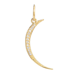 14k Solid Gold & Diamond Crescent Moon Pendant, (14K-DCH-839)