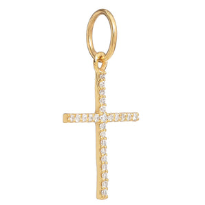 14k Solid Gold & Diamond Cross Charm, (14K-DCH-894)