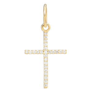 14k Solid Gold & Diamond Cross Charm, (14K-DCH-894)