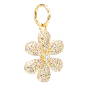 14k Solid Gold & Diamond Flower Pendant,  (14K-DP-129)