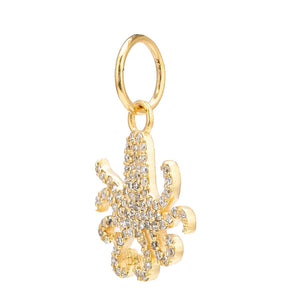 14k Solid Gold & Diamond Octopus Pendant,  (14K-DP-130)