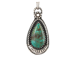 Sterling Silver Turquoise Antique Handcrafted Artisan Pendant, (SP-5780)