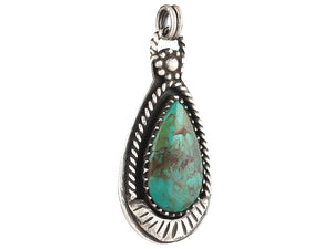 Sterling Silver Turquoise Antique Handcrafted Artisan Pendant, (SP-5780)