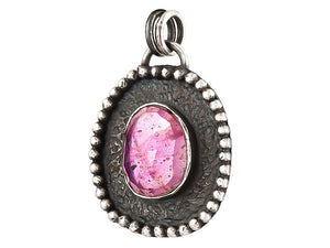 Sterling Silver Ruby Antique Handcrafted Artisan Pendant, (SP-5796)