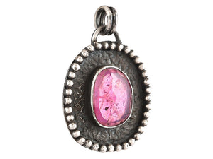 Sterling Silver Ruby Antique Handcrafted Artisan Pendant, (SP-5796)