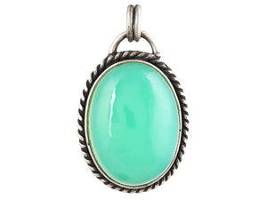 Sterling Silver Chrysoprase Antique Handcrafted Artisan Pendant, (SP-5788)
