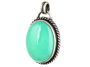 Sterling Silver Chrysoprase Antique Handcrafted Artisan Pendant, (SP-5788)