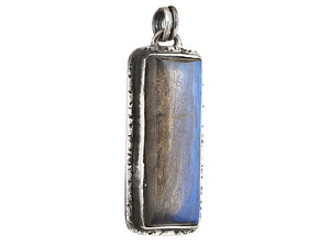 Sterling Silver Blue Flashy Labradorite Antique Handcrafted Artisan Pendant, (SP-5783)
