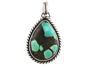 Sterling Silver Turquoise Drops Handcrafted Artisan Pendant, (SP-5790)