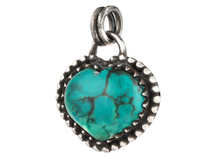 Sterling Silver Turquoise Love Heart Handcrafted Artisan Pendant, (SP-5775)
