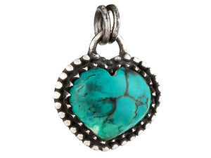 Sterling Silver Turquoise Love Heart Handcrafted Artisan Pendant, (SP-5775)