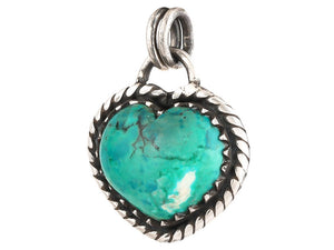 Sterling Silver Turquoise Small Love Heart Handcrafted Artisan Pendant, (SP-5787)