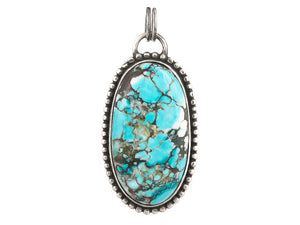 Sterling Silver Turquoise Oval Handcrafted Artisan Pendant, (SP-5736)