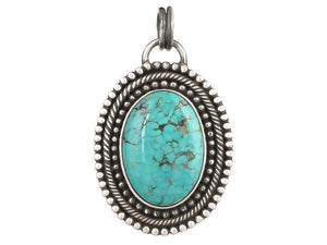 Sterling Silver Turquoise Dotted Handcrafted Artisan Pendant, (SP-5747)