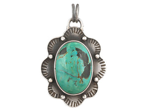 Sterling Silver Turquoise Flower Handcrafted Artisan Pendant, (SP-5768)