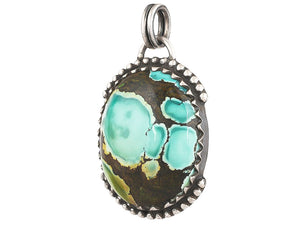 Sterling Silver Turquoise Antique Handcrafted Artisan Pendant, (SP-5743)