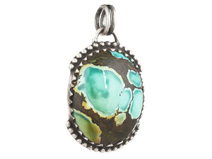 Sterling Silver Turquoise Antique Handcrafted Artisan Pendant, (SP-5743)