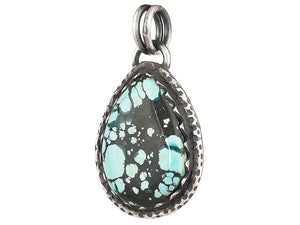 Sterling Silver Turquoise Drop Handcrafted Artisan Pendant, (SP-5765)