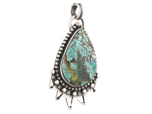 Sterling Silver Turquoise Antique Handcrafted Artisan Pendant, (SP-5770)