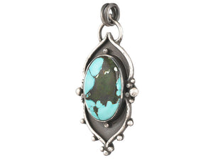 Sterling Silver Turquoise Antique Handcrafted Artisan Pendant, (SP-5769)