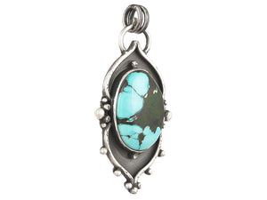 Sterling Silver Turquoise Antique Handcrafted Artisan Pendant, (SP-5769)