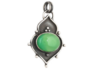 Sterling Silver Chrysoprase Antique Handcrafted Artisan Pendant, (SP-5758)