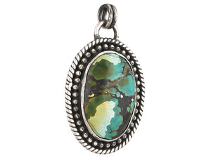 Sterling Silver Turquoise Antique Handcrafted Artisan Pendant, (SP-5760)