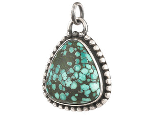 Sterling Silver Turquoise Triangle Handcrafted Artisan Pendant, (SP-5764)