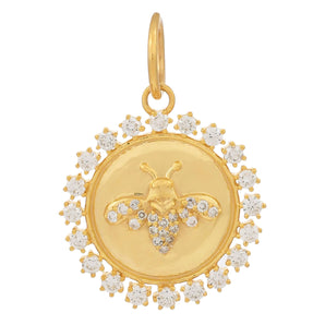 14k Solid Gold & Diamond Queen Bee Pendant,  (14K-DP-134)