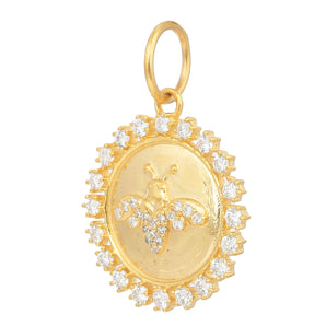 14k Solid Gold & Diamond Queen Bee Pendant,  (14K-DP-134)