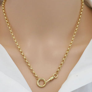 14K Solid Gold Belcher Rolo Chain w/ Push In Clasp and Watch Clasp (14k-Rolo-C-3.5(15))