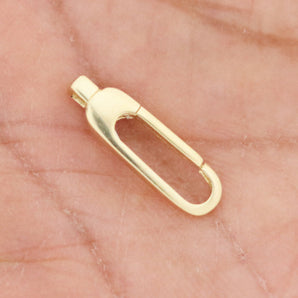 14K Solid Gold Push Clasp Lock Connector Enhancer Hanger for Pendants Charms Bracelets Necklaces (14K-DL-012)