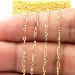 14K Gold Filled Long & Short Cable Chain, 1.7x4.5 mm, By the Foot, Bulk Savings Available!!! (GF-106)