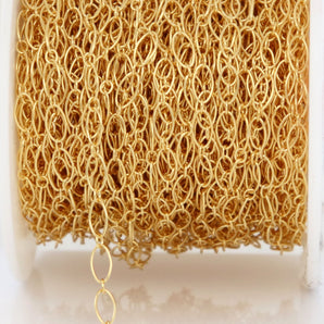 Gold Filled Long and Short Oval Cable Chain, 3.5x6.7 mm, By the Foot, Bulk Savings Available!!! (GF-065)