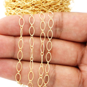 Gold Filled Long and Short Oval Cable Chain, 3.5x6.7 mm, By the Foot, Bulk Savings Available!!! (GF-065)