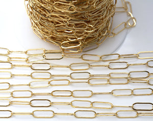 14K Gold Filled Flat Paperclip Chain, 5x15 mm (GF-093)
