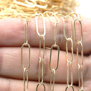 14K Gold Filled Flat Paperclip Chain, 5x15 mm (GF-093)