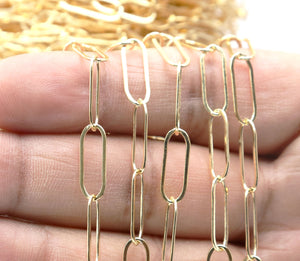 14K Gold Filled Flat Paperclip Chain, 5x15 mm (GF-093)