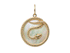 14K Solid Gold Snake & Mother of Pearl Pendant, (14K-DP-032)