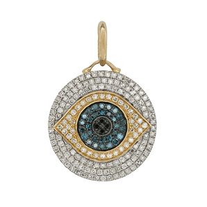 14K Solid Gold Pave Evil Eye Diamond Pendant, (14K-DP-034)