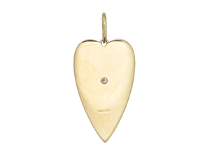 14K Solid Gold Pave Elongated Diamond Heart Pendant, (14K-DP-041)