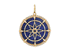 14K Solid Gold Pave Diamond & Lapis Compass Pendant, (14K-DP-044)