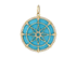 14K Solid Gold Pave Diamond & Turquoise Compass Pendant, (14K-DP-045)