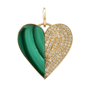 14K Solid Gold Pave Diamond Heart Pendant, (14K-DP-049)