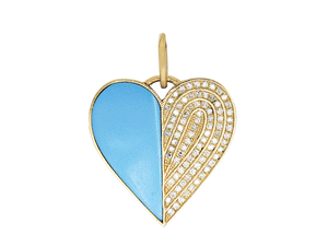 14K Solid Gold Pave Diamond Heart Pendant, (14K-DP-049)