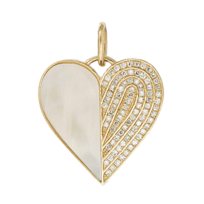 14K Solid Gold Pave Diamond Heart Pendant, (14K-DP-049)