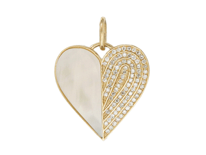 14K Solid Gold Pave Diamond Heart Pendant, (14K-DP-049)