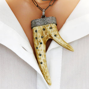 Pave Diamond Large Antler Pendant, (DPL-2598)