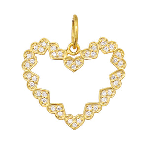 14K Solid Gold & Pave Diamond Endless Heart Pendant, (14K-DP-053)