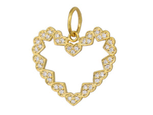14K Solid Gold & Pave Diamond Endless Heart Pendant, (14K-DP-053)